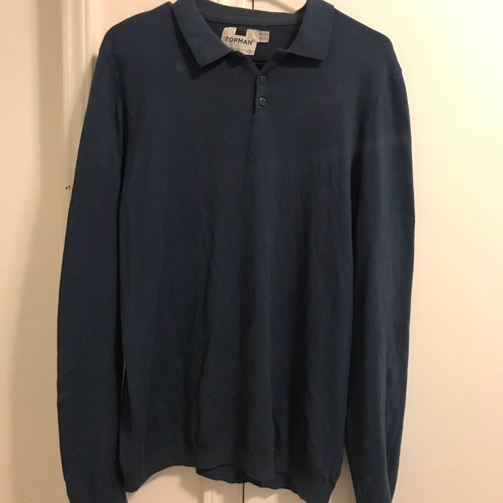 Navy blue long sleeve polo